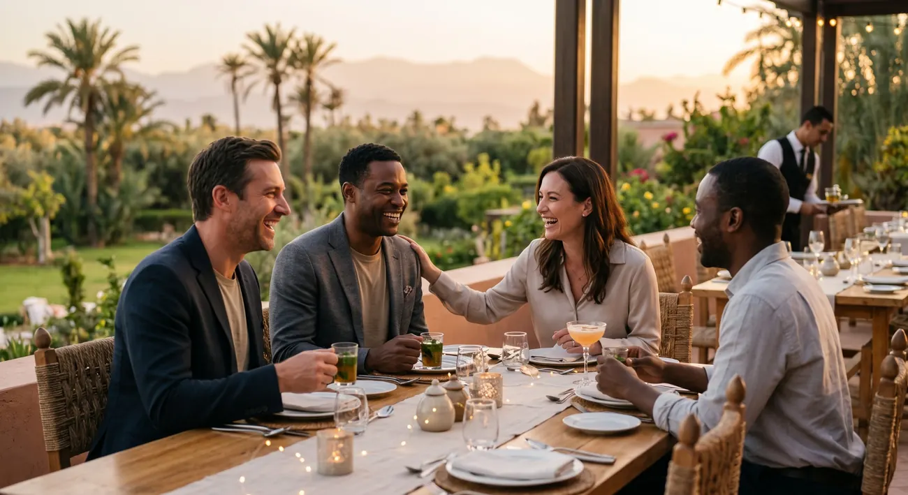 Illustration d’ambiance : dîner d’équipe sur une terrasse au Maroc